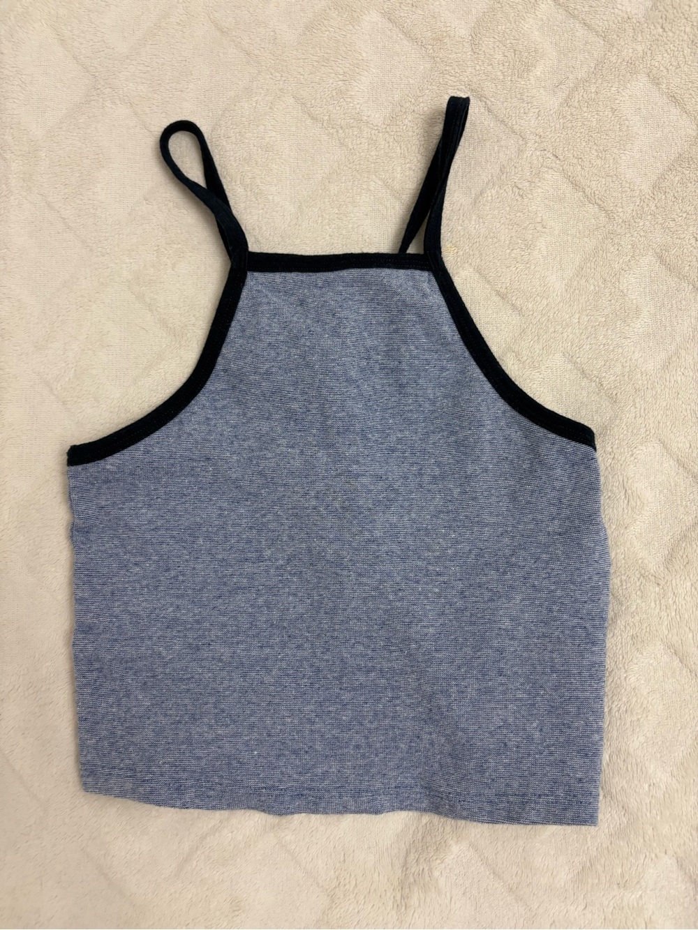 Zara Blue Crop Tank with Navy Blue Trim
